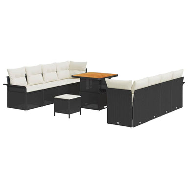 Tuin Sofa Set met kussen Zwart en Crème 80 x 80 x 71 cm