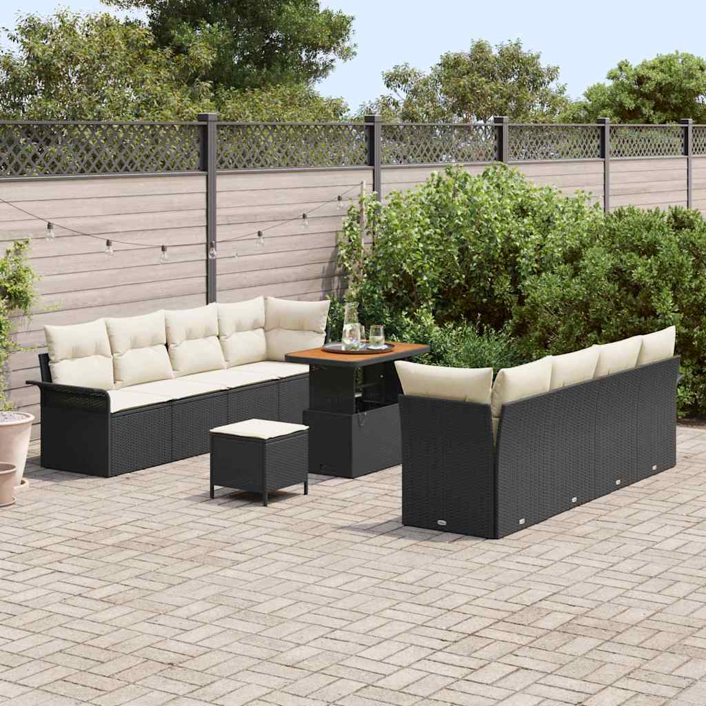Tuin Sofa Set met kussen Zwart en Crème 90 x 55 x 71 cm