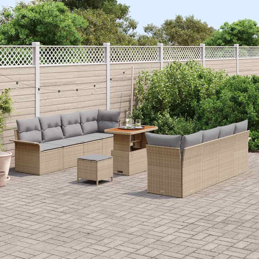 Tuin Sofa Set met kussen Beige en Licht Grijs 90 x 55 x 71 cm