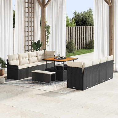 Tuin Sofa Set met kussen Zwart en Crème 100 x 100 x 71 cm