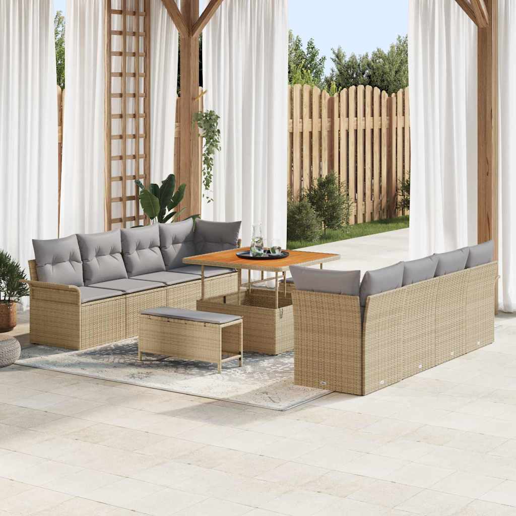 Tuin Sofa Set met kussen Beige en Licht Grijs 100 x 100 x 71 cm
