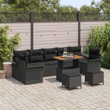 Tuin Sofa Set 10 st 9-Aantal zitplaatsen Zwart