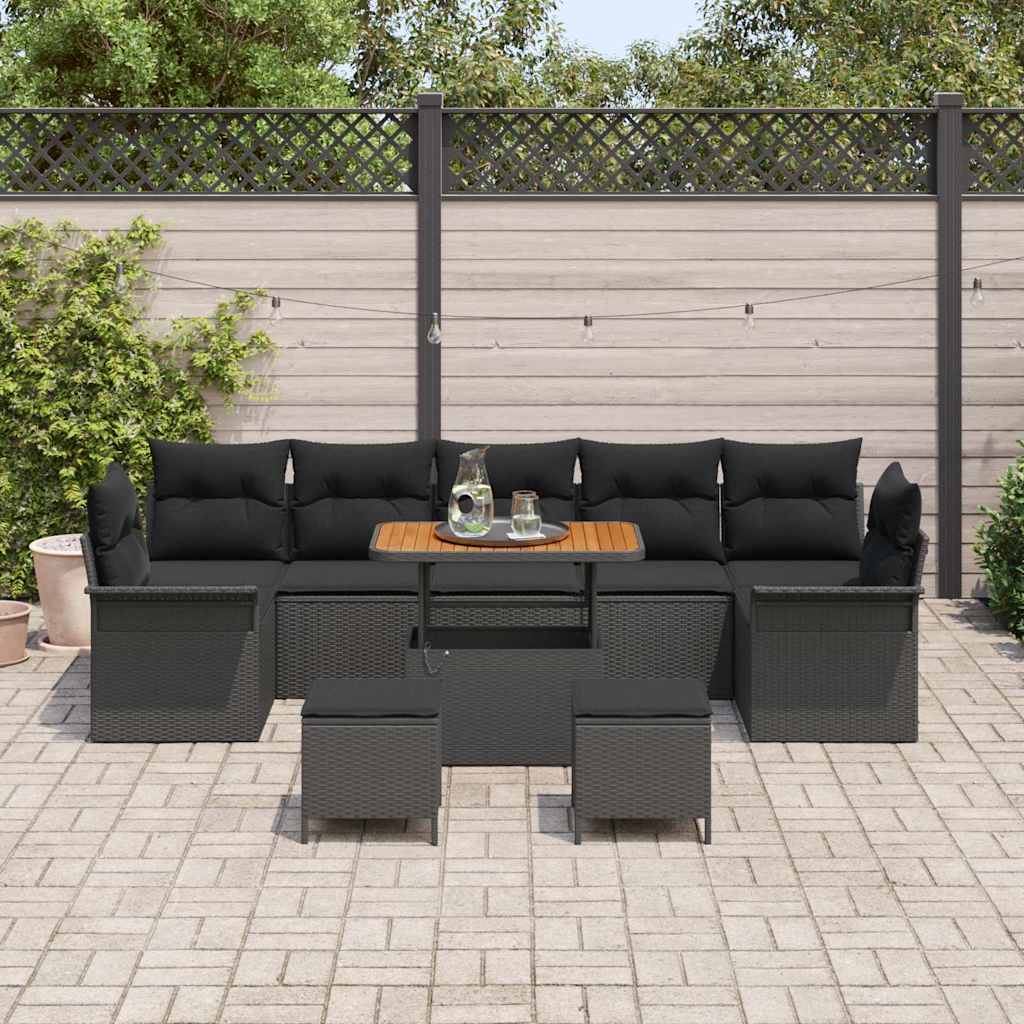 Tuin Sofa Set 10 st 9-Aantal zitplaatsen Zwart
