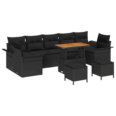 Tuin Sofa Set 10 st 9-Aantal zitplaatsen Zwart