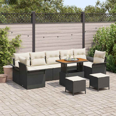 Tuin Sofa Set 10 st 9-Aantal zitplaatsen Zwart en Crème