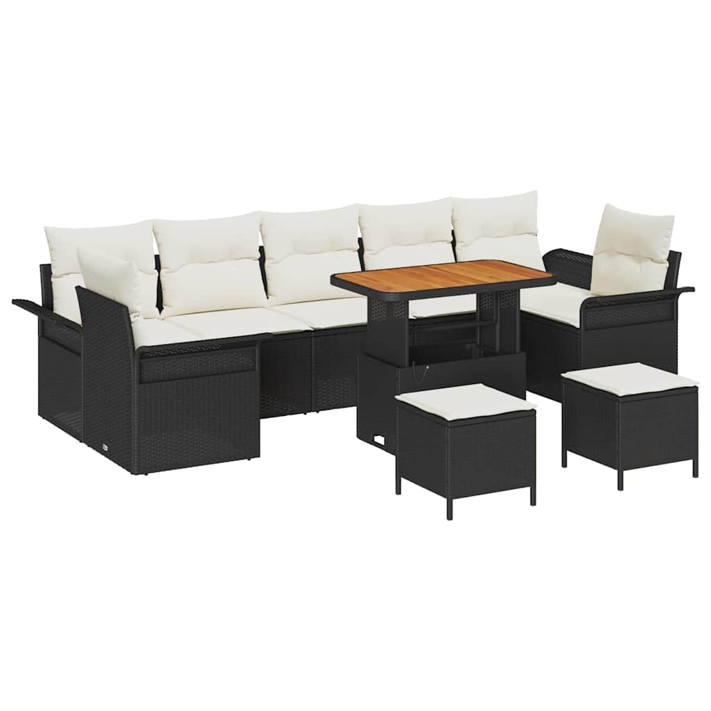 Tuin Sofa Set 10 st 9-Aantal zitplaatsen Zwart en Crème