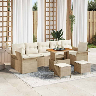 Tuin Sofa Set 10 st 9-Aantal zitplaatsen Beige en Crème