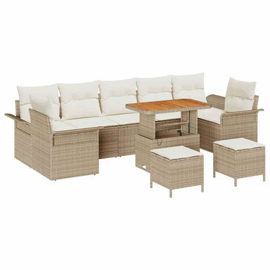 Tuin Sofa Set 10 st 9-Aantal zitplaatsen Beige en Crème