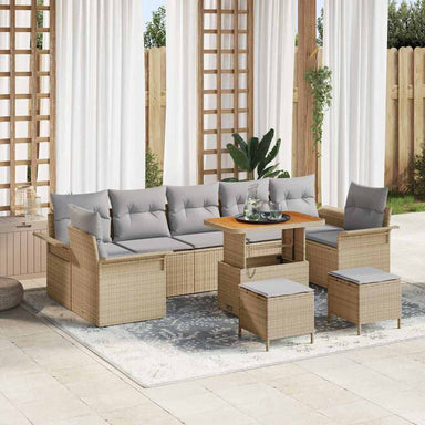 Tuin Sofa Set 10 st 9-Aantal zitplaatsen Beige en Licht Grijs