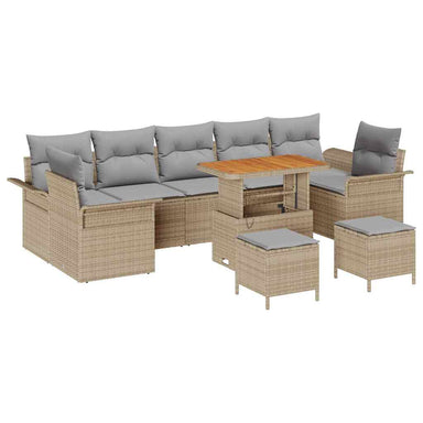 Tuin Sofa Set 10 st 9-Aantal zitplaatsen Beige en Licht Grijs