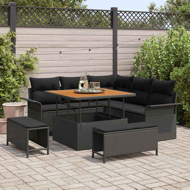 Tuin Sofa Set 8 st 7-Aantal zitplaatsen Zwart