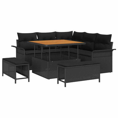 Tuin Sofa Set 8 st 7-Aantal zitplaatsen Zwart