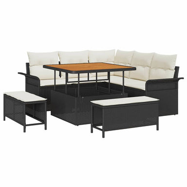 Tuin Sofa Set 8 st 7-Aantal zitplaatsen Zwart en Crème