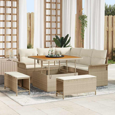 Tuin Sofa Set met kussen met opslag 8 pcs Beige en Crème