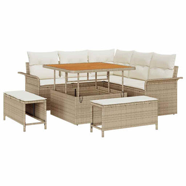 Tuin Sofa Set met kussen met opslag 8 pcs Beige en Crème