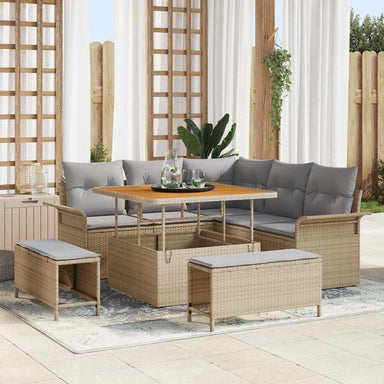 Tuin Sofa Set 8 st 7-Aantal zitplaatsen Beige en Licht Grijs