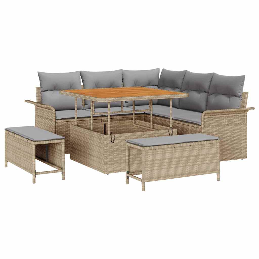 Tuin Sofa Set 8 st 7-Aantal zitplaatsen Beige en Licht Grijs