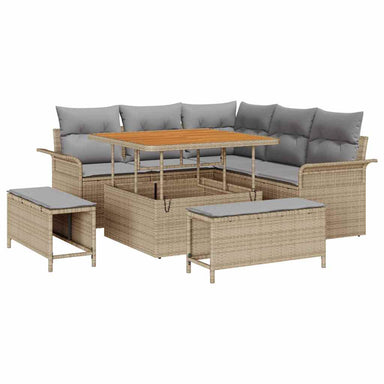 Tuin Sofa Set 8 st 7-Aantal zitplaatsen Beige en Licht Grijs