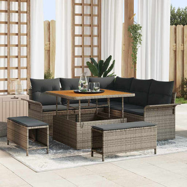 Tuin Sofa Set 8 st 7-Aantal zitplaatsen Grijs