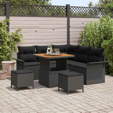 Tuin Sofa Set 8 st 7-Aantal zitplaatsen Zwart