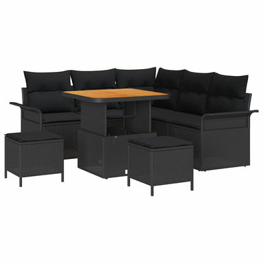 Tuin Sofa Set 8 st 7-Aantal zitplaatsen Zwart