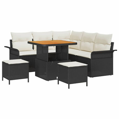 Tuin Sofa Set 8 st 7-Aantal zitplaatsen Zwart en Crème
