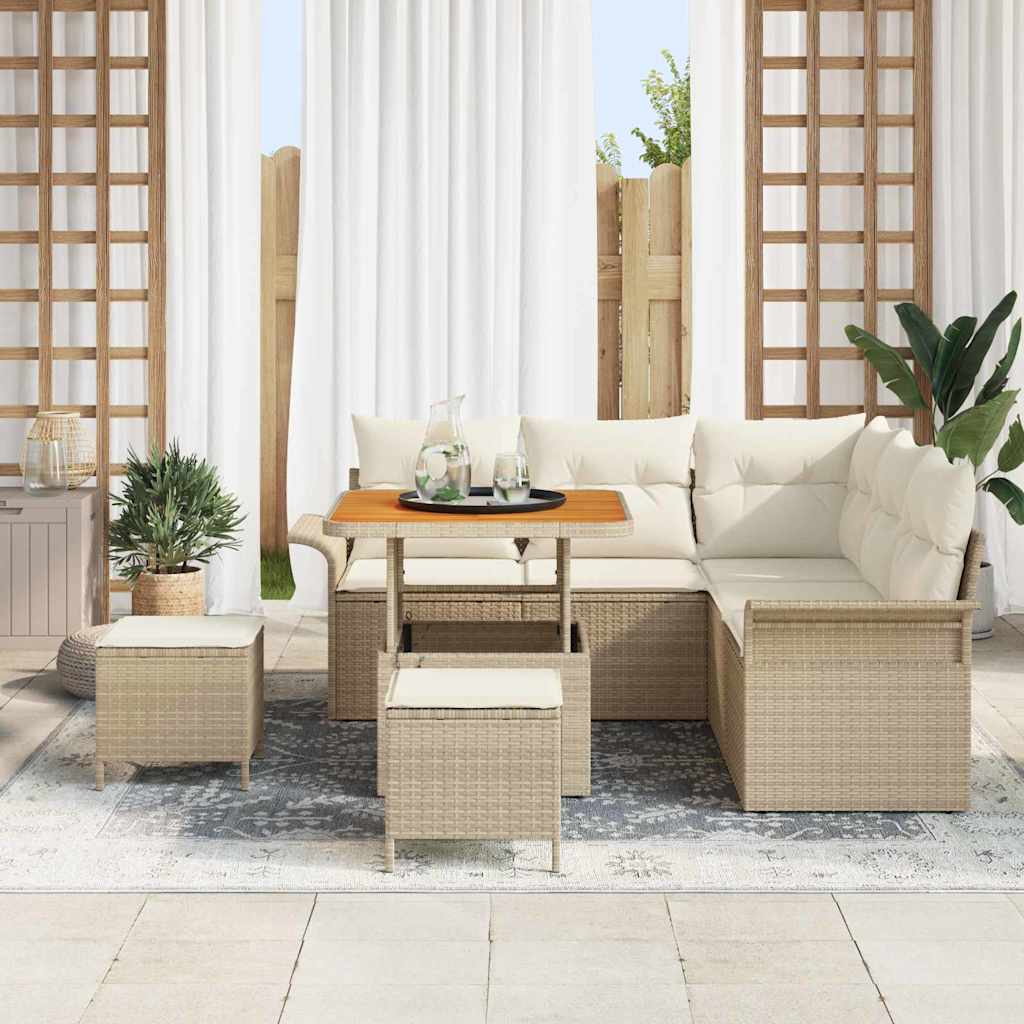 Tuin Sofa Set 8 st 7-Aantal zitplaatsen Beige en Crème