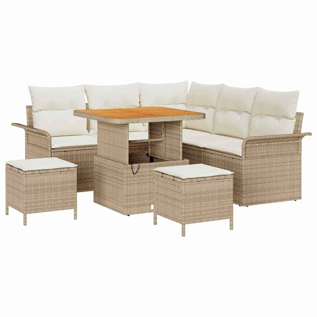 Tuin Sofa Set 8 st 7-Aantal zitplaatsen Beige en Crème