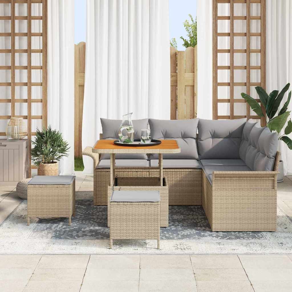 Tuin Sofa Set 8 st 7-Aantal zitplaatsen Beige en Licht Grijs
