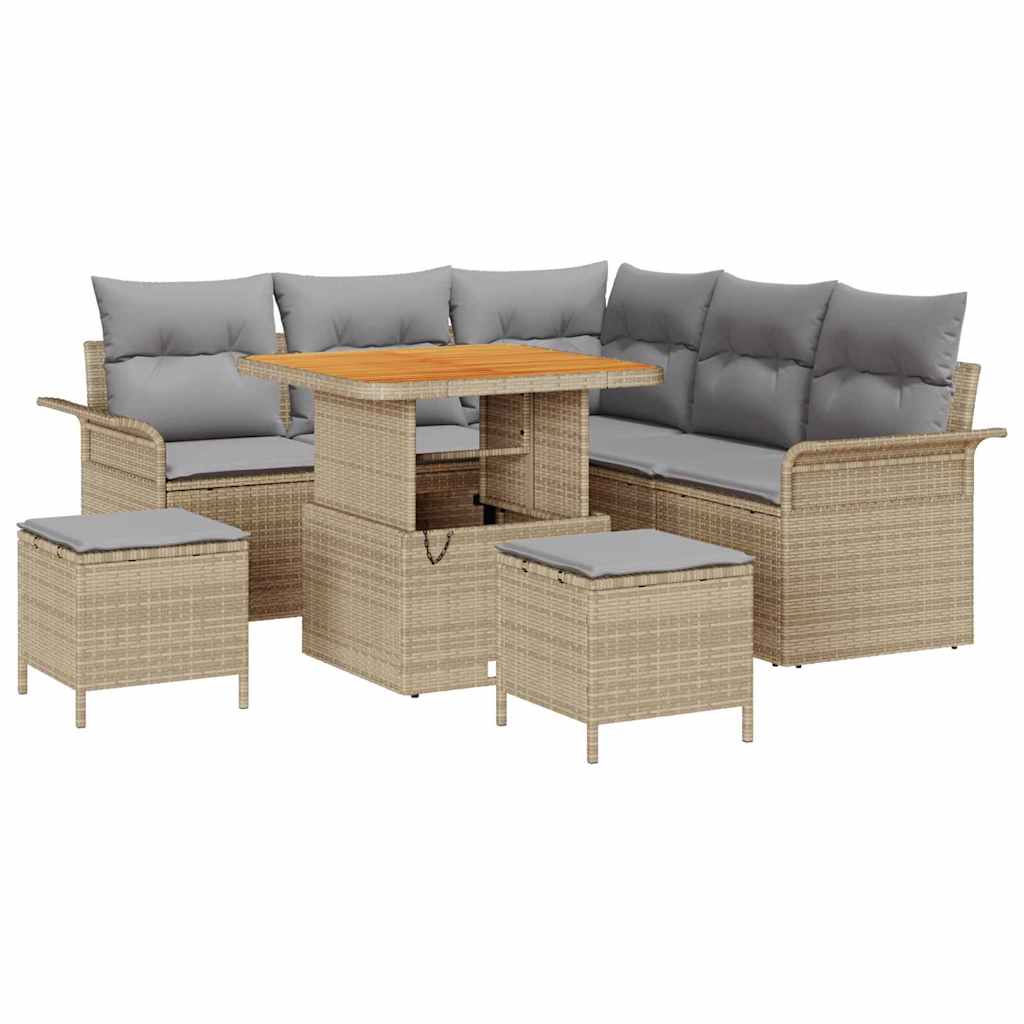 Tuin Sofa Set 8 st 7-Aantal zitplaatsen Beige en Licht Grijs
