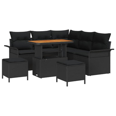 Tuin Sofa Set 8 st 7-Aantal zitplaatsen Zwart