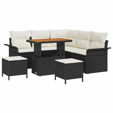 Tuin Sofa Set 8 st 7-Aantal zitplaatsen Zwart en Crème