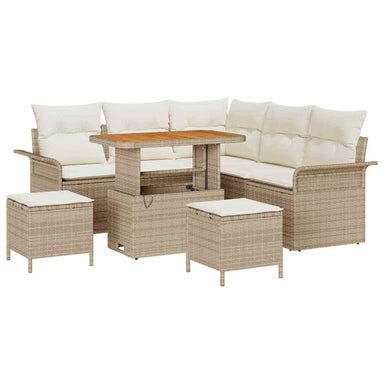 Tuin Sofa Set met kussen met opslag 8 pcs Beige en Crème