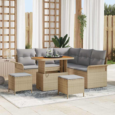 Tuin Sofa Set 8 st 7-Aantal zitplaatsen Beige en Licht Grijs