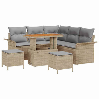 Tuin Sofa Set 8 st 7-Aantal zitplaatsen Beige en Licht Grijs