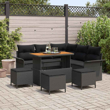 Tuin Sofa Set 9 st 8-Aantal zitplaatsen Zwart