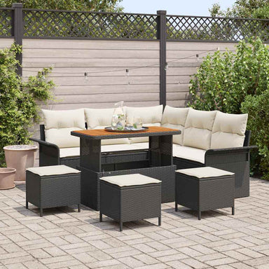 Tuin Sofa Set 9 st 8-Aantal zitplaatsen Zwart en Crème