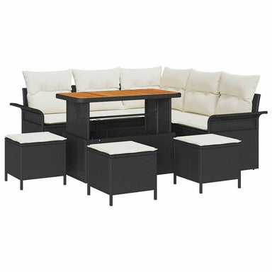 Tuin Sofa Set 9 st 8-Aantal zitplaatsen Zwart en Crème