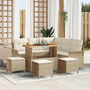 Tuin Sofa Set met kussen met opslag 9 pcs Beige en Crème