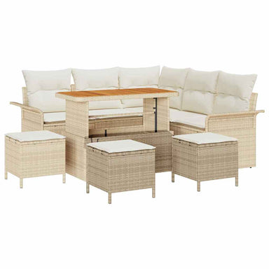 Tuin Sofa Set met kussen met opslag 9 pcs Beige en Crème