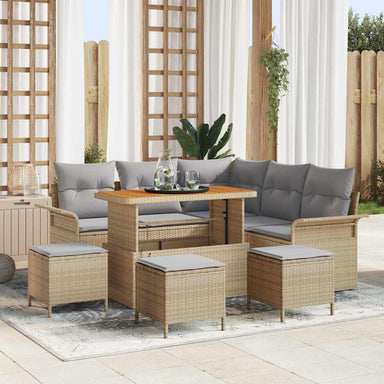 Tuin Sofa Set 9 st 8-Aantal zitplaatsen Beige en Licht Grijs