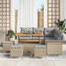 Tuin Sofa Set 9 st 8-Aantal zitplaatsen Beige en Licht Grijs