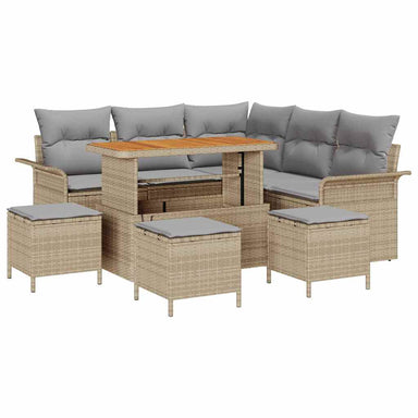 Tuin Sofa Set 9 st 8-Aantal zitplaatsen Beige en Licht Grijs