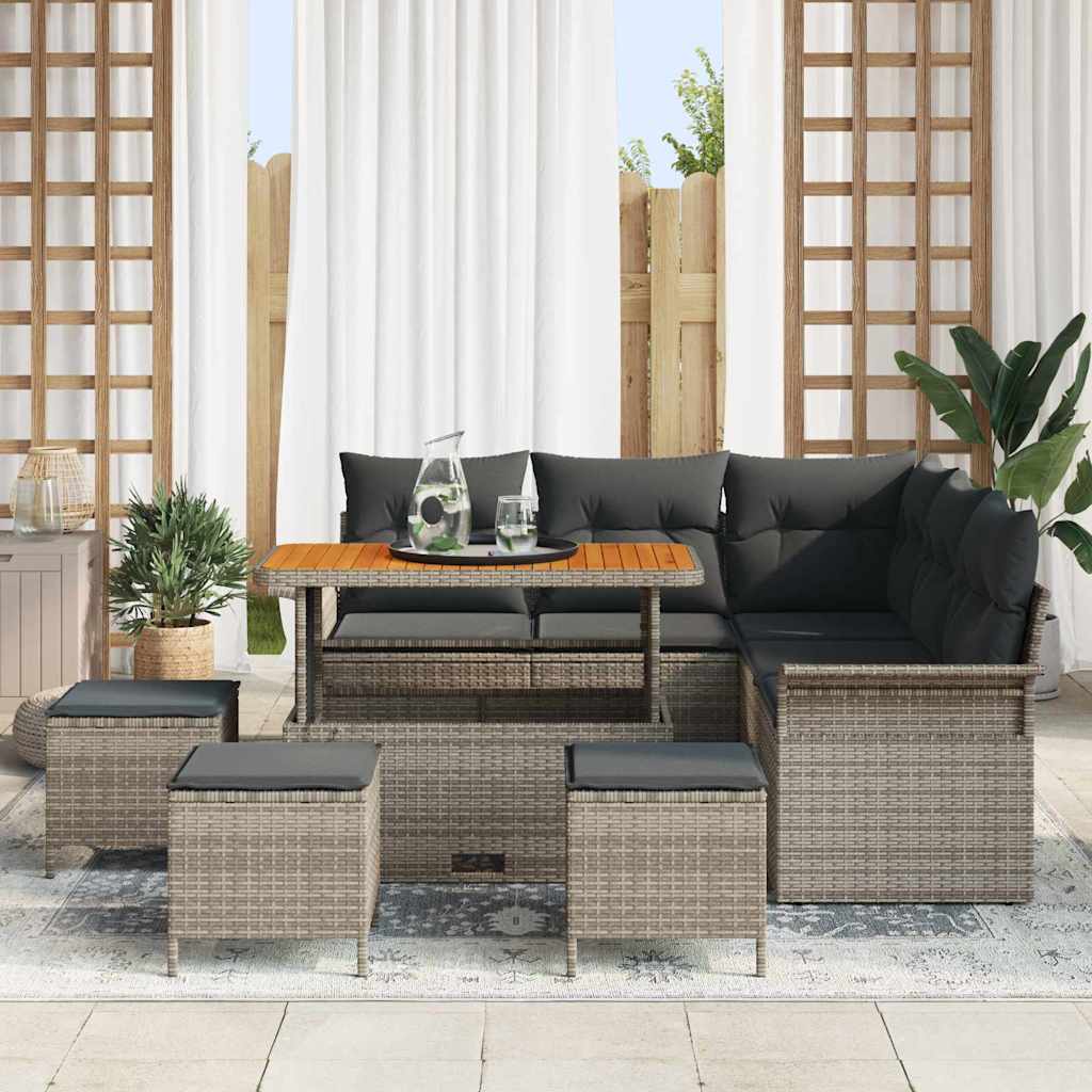 Tuin Sofa Set 9 st 8-Aantal zitplaatsen Grijs
