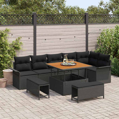 Tuin Sofa Set 9 st 8-Aantal zitplaatsen Zwart