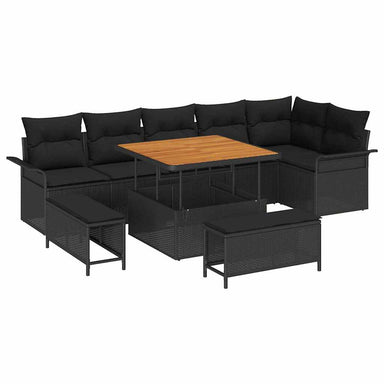 Tuin Sofa Set 9 st 8-Aantal zitplaatsen Zwart