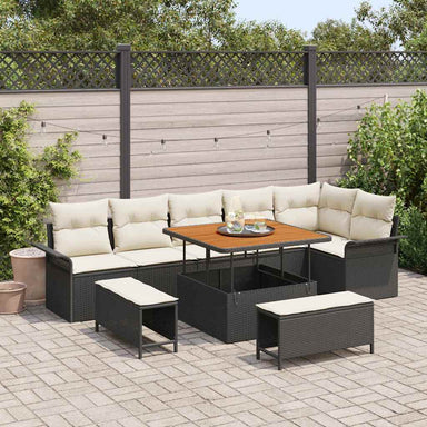Tuin Sofa Set 9 st 8-Aantal zitplaatsen Zwart