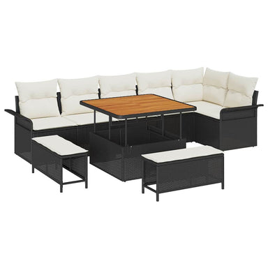 Tuin Sofa Set 9 st 8-Aantal zitplaatsen Zwart