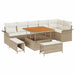 Tuin Sofa Set 9 st 8-Aantal zitplaatsen Beige en Crème