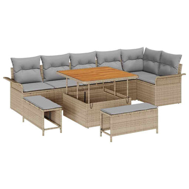Tuin Sofa Set 9 st 8-Aantal zitplaatsen Beige en Licht Grijs